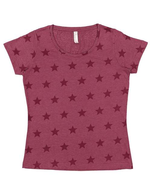Code Five Women's Star Print Scoop Neck Tee
