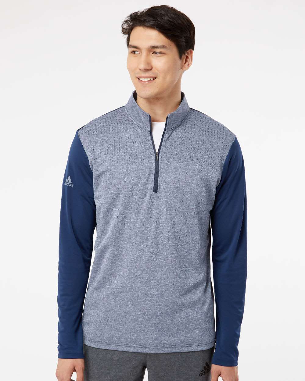 Adidas® Heather Block Print Quarter Zip Pullover