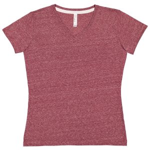 LAT Ladies' V-Neck Harborside Melange Jersey T-Shirt