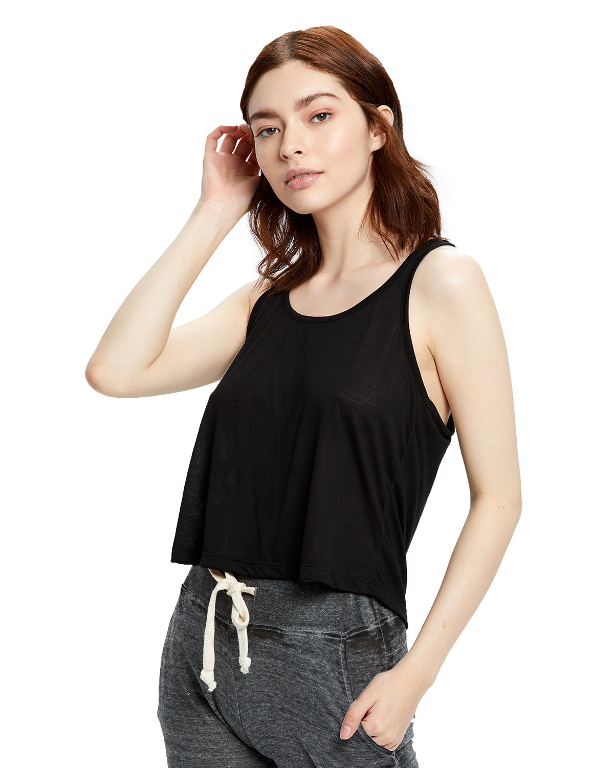 US BLANKS Ladies' Sheer Cropped Racer Tank