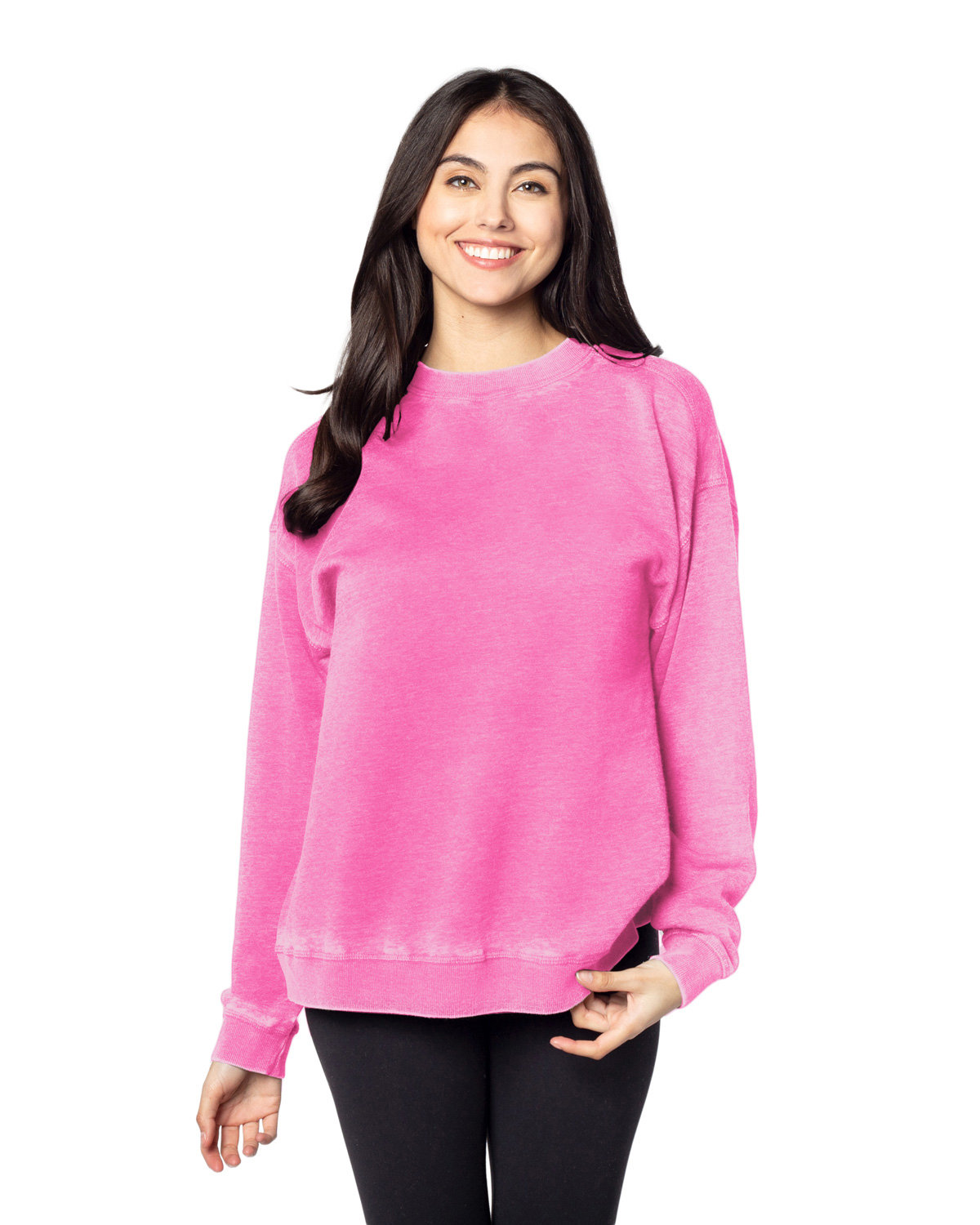 CHICKA D Ladies' Burnout Campus Crew Sweatshirt