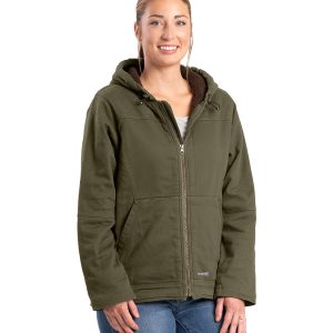 Berne Apparel Ladies' Sherpa-Lined Twill Hooded Jacket