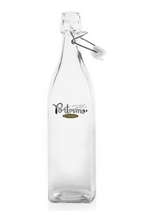 34 Oz. Wire Lid Square Glass Carafe Water Bottles