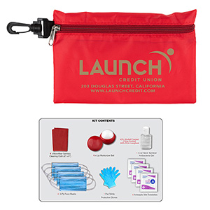 "Ariel" 12 Piece Safety Kit in Zipper Pouch with Carabiner Attachment