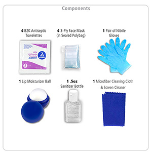 "Ariel" 12 Piece Safety Kit in Zipper Pouch with Carabiner Attachment