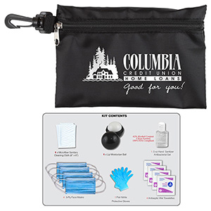 "Ariel" 12 Piece Safety Kit in Zipper Pouch with Carabiner Attachment