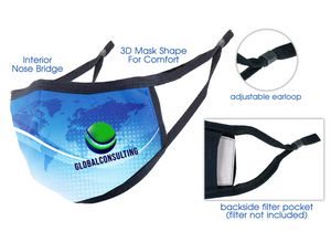 Full Color Sublimation Cotton Face Mask With Filter Pocket