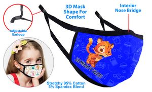 Kids 3D Shape Full Color Sublimation Mask with Adjustable Earloop