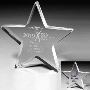 Laser Engraved Acrylic Star Paperweight (5"x 5"x 1")