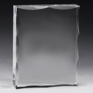 Laser Engraved Scalloped Edge Rectangular Acrylic Paperweight Award (4"x 5"x 1")