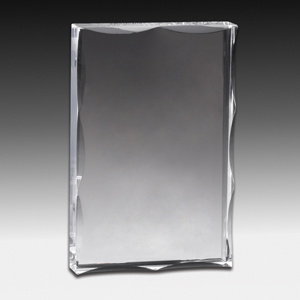 Laser Engraved Scalloped Edge Rectangular Acrylic Paperweight Award (4"x 6"x 1")
