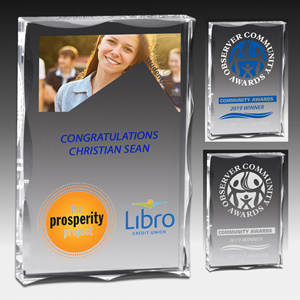 Laser Engraved Scalloped Edge Rectangular Acrylic Paperweight Award (4"x 6"x 1")