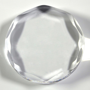 Laser Engraved Scalloped Edge Round Acrylic Paperweight Award (4"x 3/4")