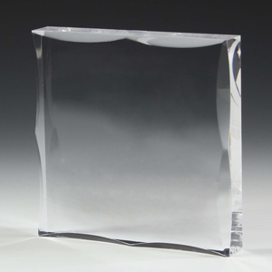 Laser Engraved Scalloped Edge Square Acrylic Paperweight Award (4"x 4"x 3/4")