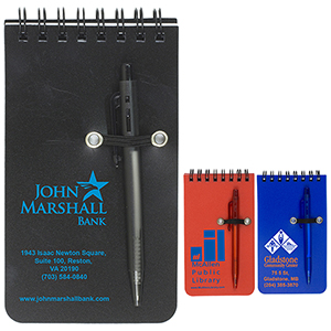 "Monterey" Pocket Sized Spiral Jotter Notepad Notebook w/Pen