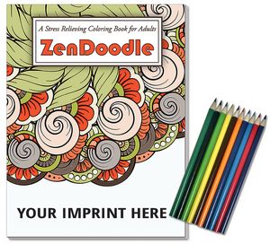 Relax Pack - ZenDoodle Coloring Book for Adults + Colored Pencils