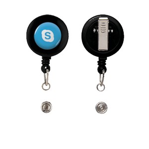 Retractable Zip Cord w/ Epoxy Dome & Vinyl Snap Attachment w/ Bulldog Clip