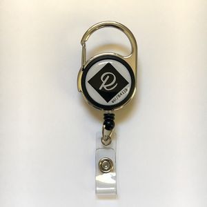 Round Carabiner Dual Clip Badge Reel