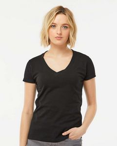 TultexÂ® Women's Fine Jersey V-Neck T-Shirt