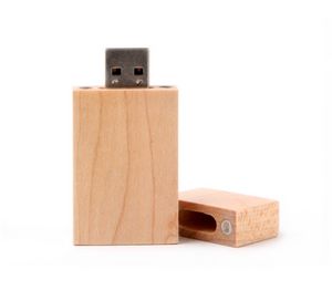 1 GB Rectangular Wooden USB Flash Drives W/ Magnetic Closure