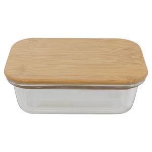 12 Oz. Rectangle Glass Container w/Bamboo Lid