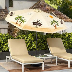 9' Heavy-duty Aluminum Market Umbrella w/ Crank Lift and Tilt (Full Color)