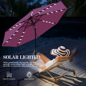 9' Heavy-duty Galvanized Steel Market Umbrella with Solar-powered LED Lights (Full Color)