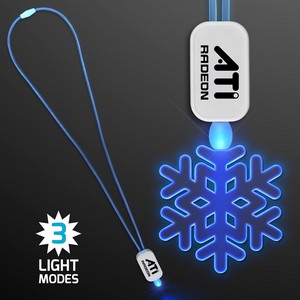 Neon Look Blue Lanyard with Acrylic Snowflake Pendants - PRINTED