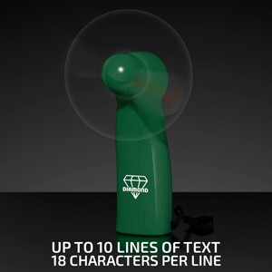 Pre-Programmed Green Mini Fans with Green LEDs - PRINTED